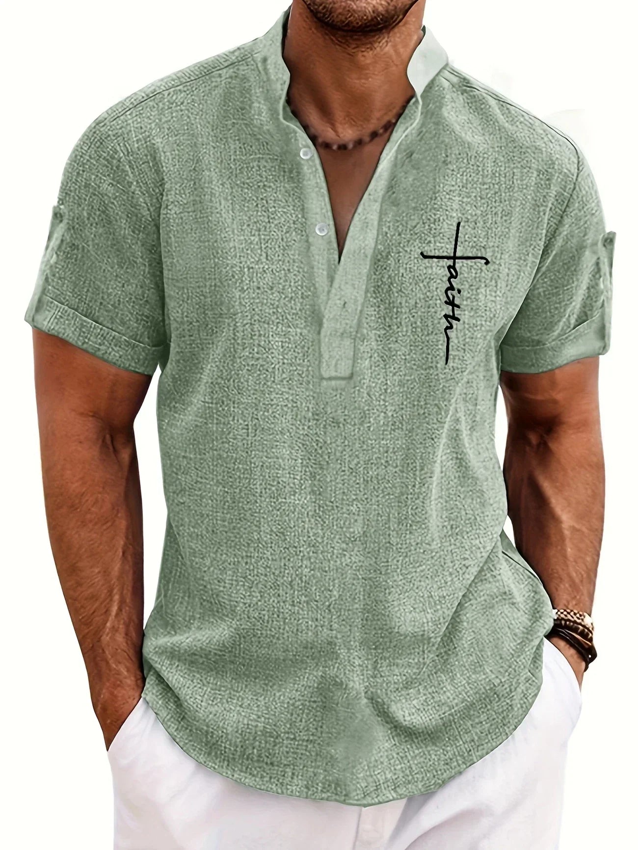 Leblanc™ | Chemise élégante à manches courtes et col montant