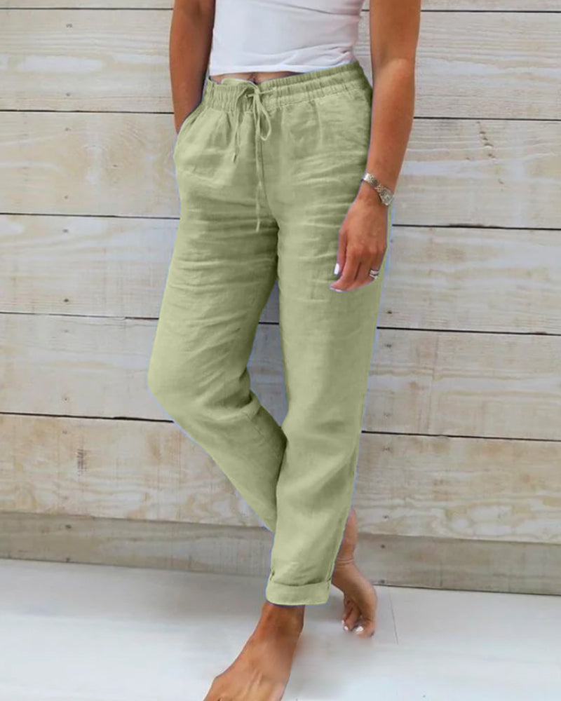 Leblanc™ | Pantalon décontracté à jambe droite de couleur unie