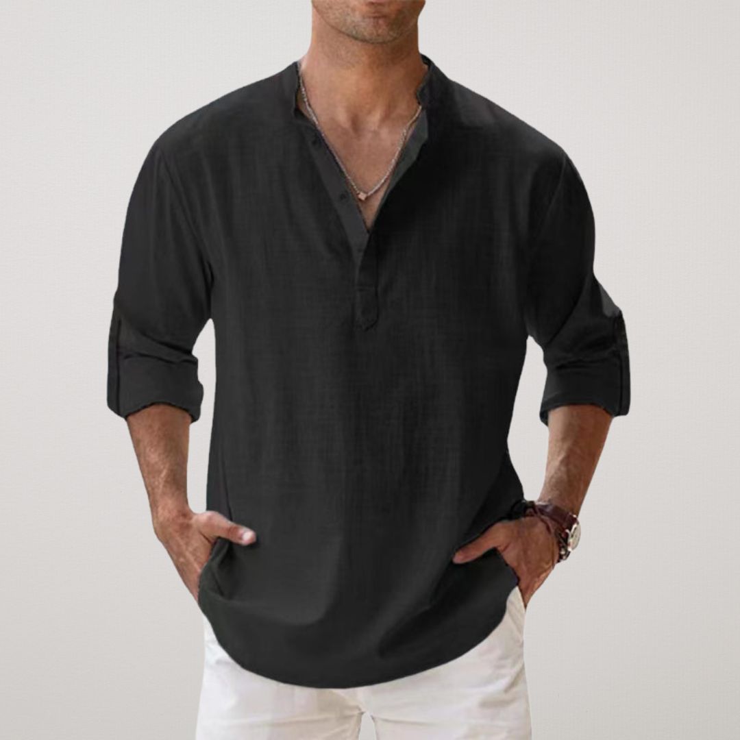 Leblanc™ - Chemise Henley en coton effet lin