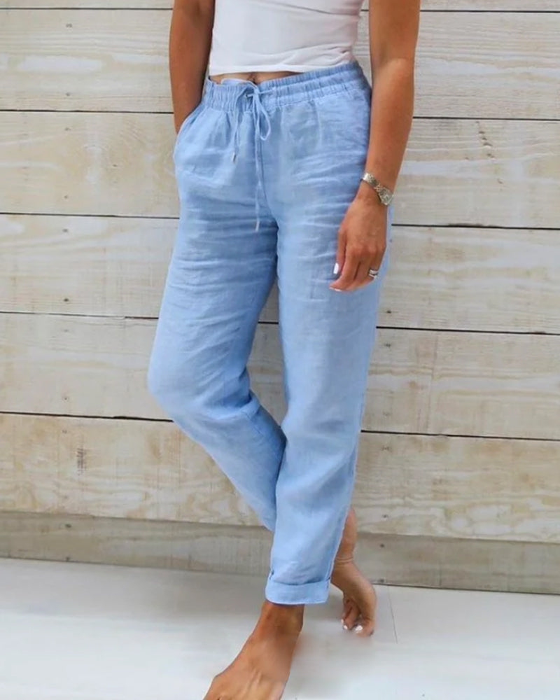 Leblanc™ | Pantalon décontracté à jambe droite de couleur unie