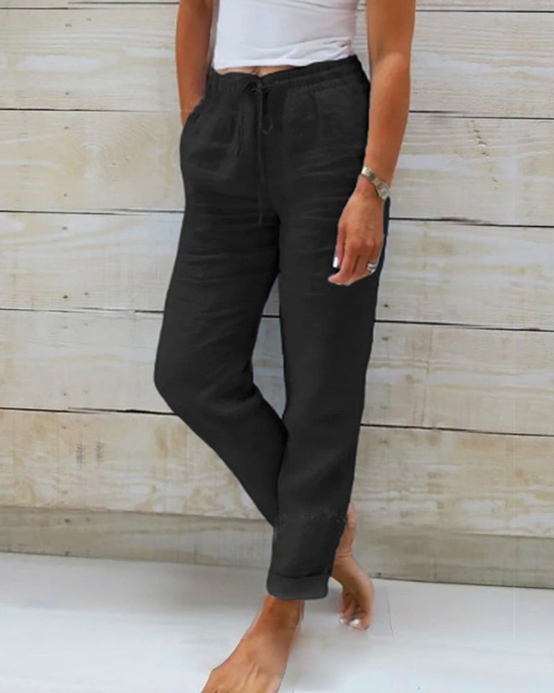 Leblanc™ | Pantalon décontracté à jambe droite de couleur unie