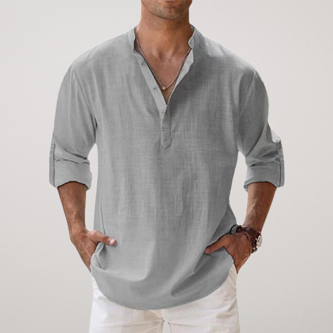 Leblanc™ - Chemise Henley en coton effet lin