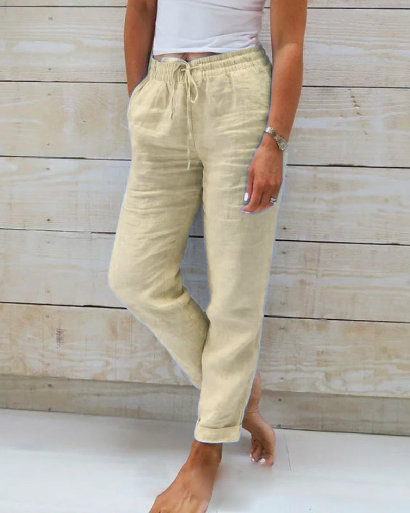 Leblanc™ | Pantalon décontracté à jambe droite de couleur unie