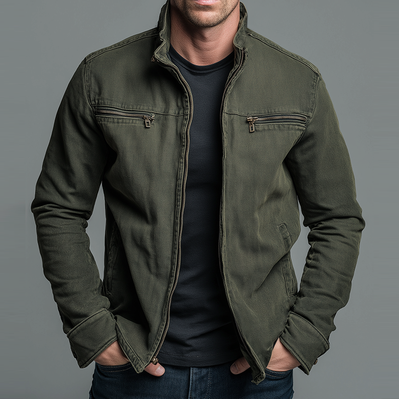 Leblanc™ | Veste vintage en coton avec fermeture zippée