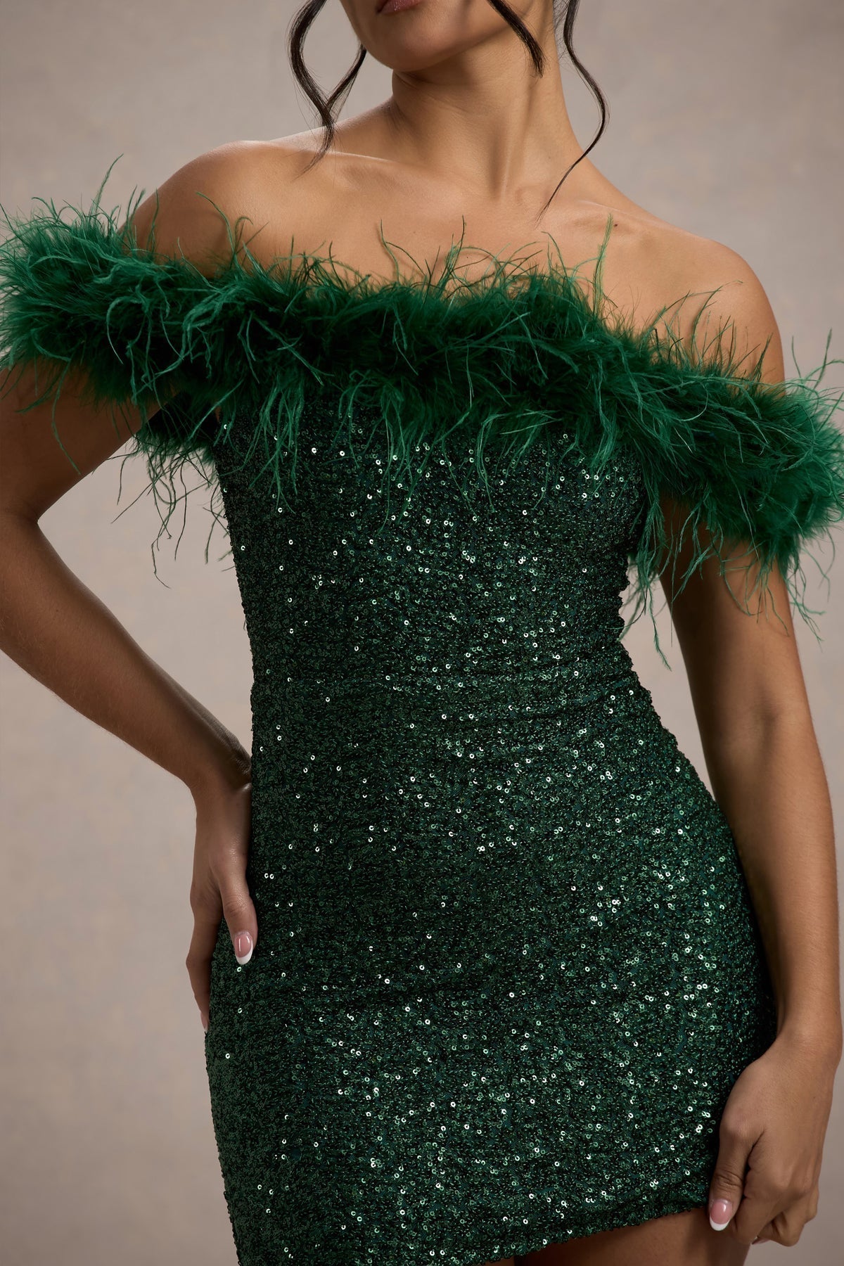 Leblanc™ | Robe à pailettes avec plumes