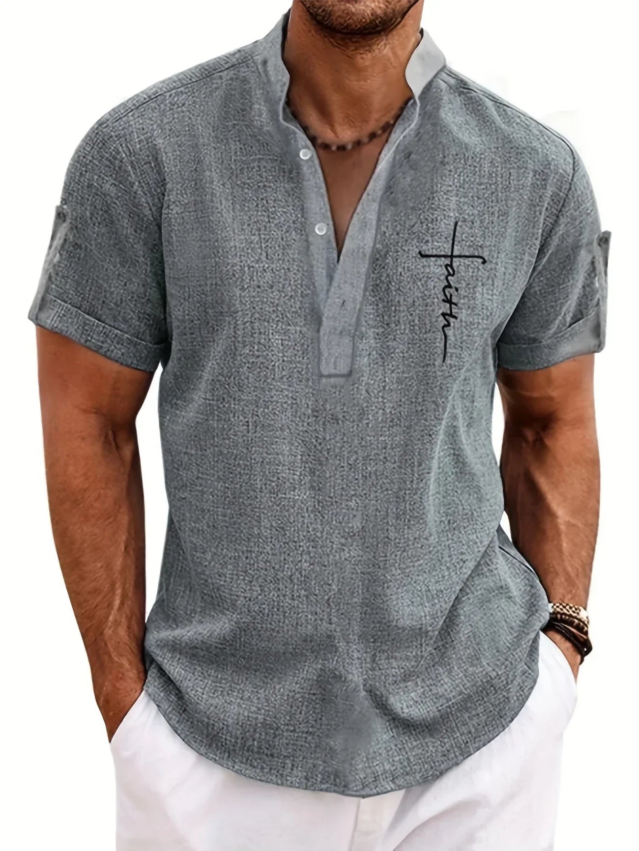 Leblanc™ | Chemise élégante à manches courtes et col montant