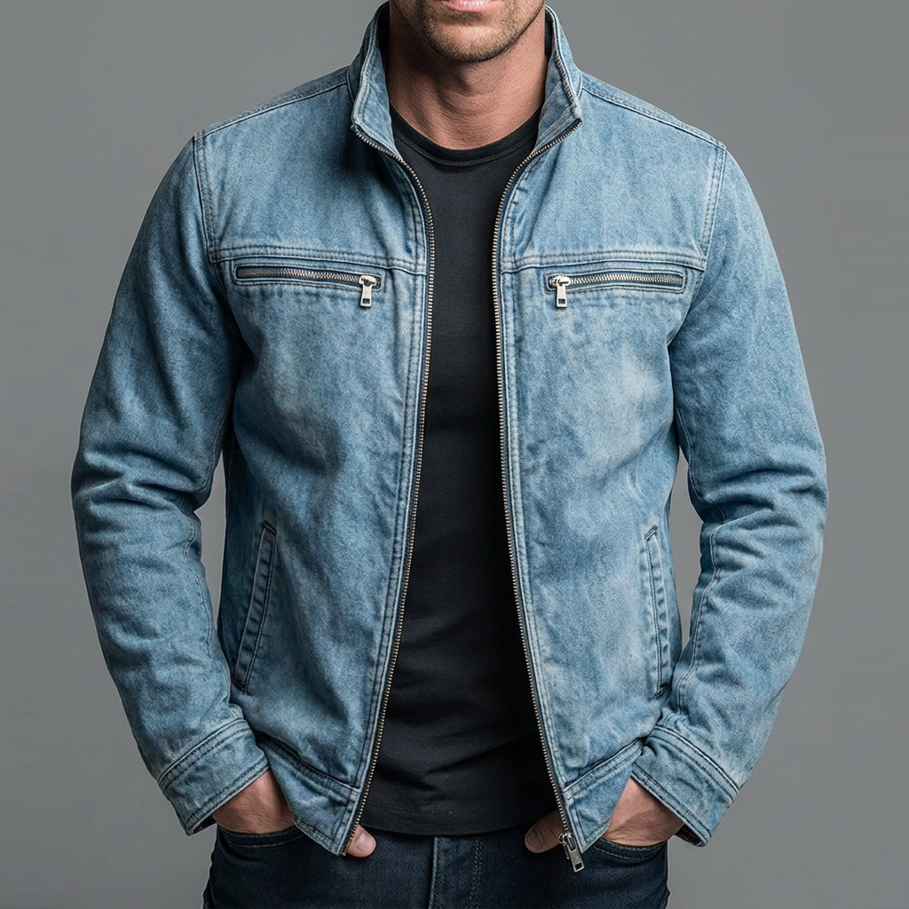 Leblanc™ | Veste vintage en coton avec fermeture zippée