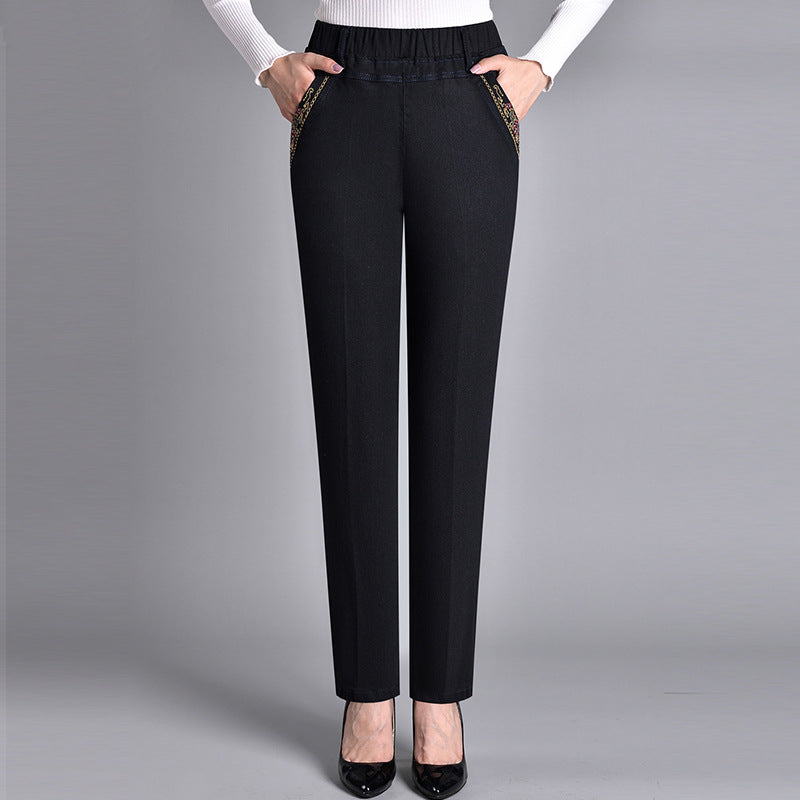 Leblanc™ | Jean femme avec poches latérales et taille élastique