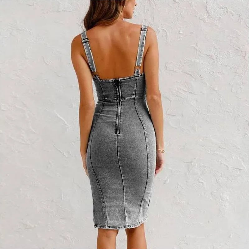 Leblanc™ | Robe Camisole Moulante en Denim