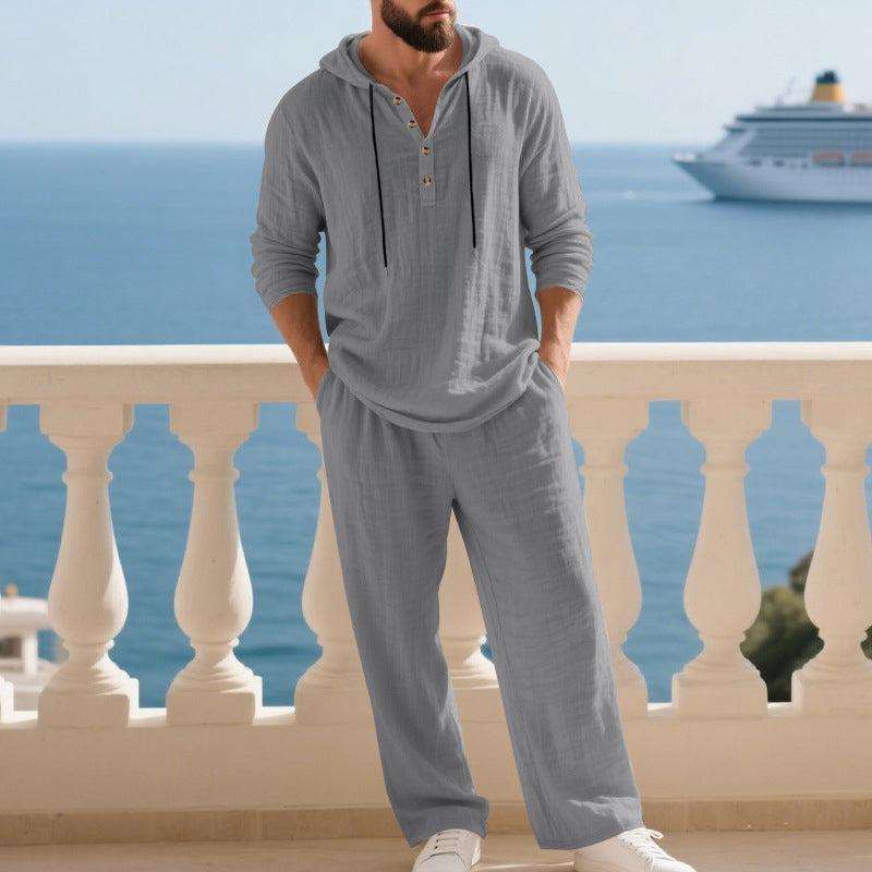 🔈🔈OFFRE À DURÉE LIMITÉE - 50 % DE RÉDUCTION🔥Ensemble 2 pièces pour homme : haut à capuche ample et pantalon