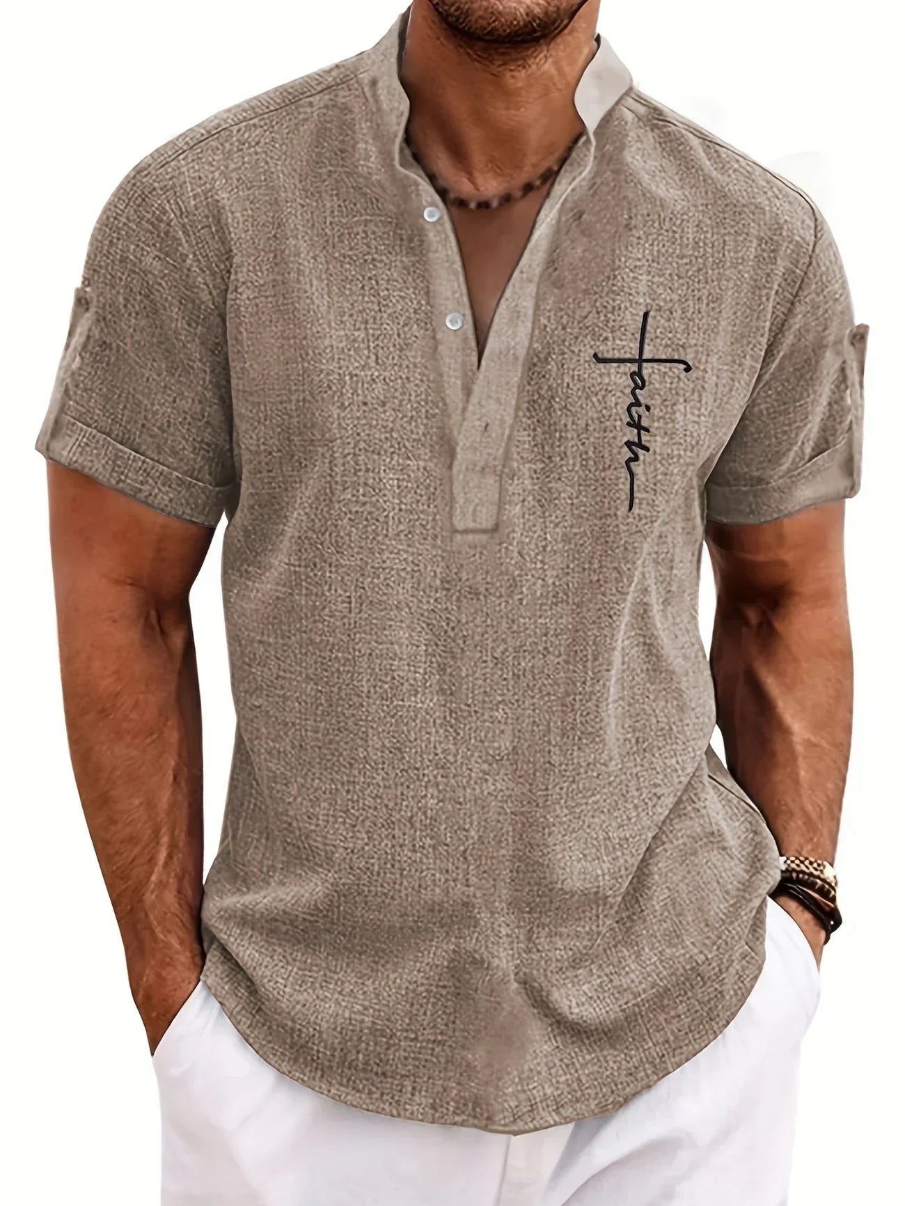 Leblanc™ | Chemise élégante à manches courtes et col montant