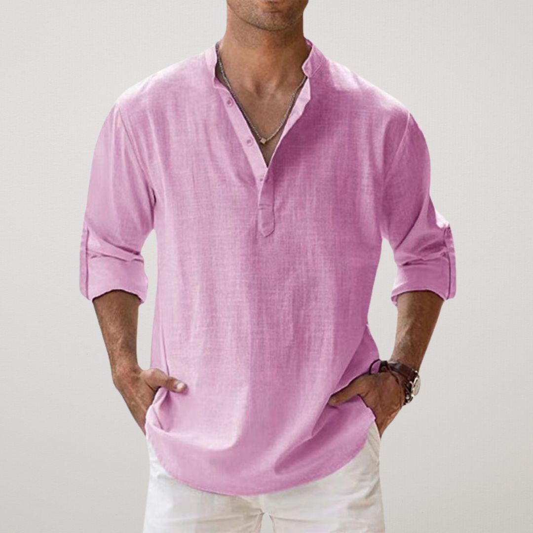 Leblanc™ - Chemise Henley en coton effet lin