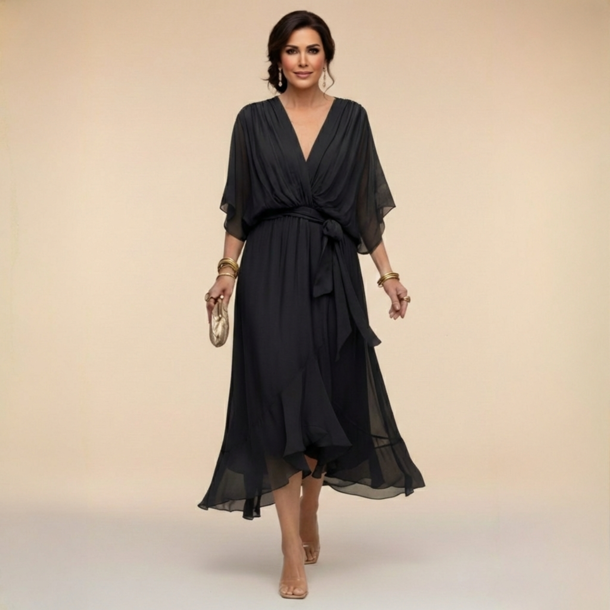 Leblanc™ | Robe en chiffon à décolleté V