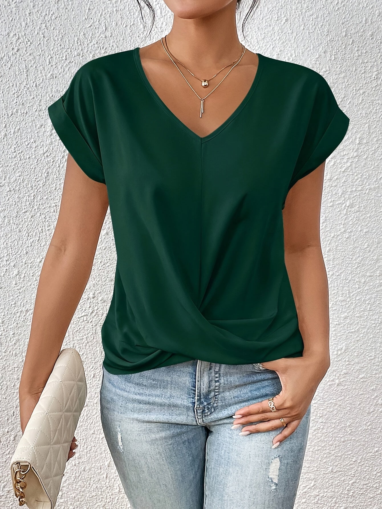 Leblanc™ | T-shirt décontracté avec col en V doux