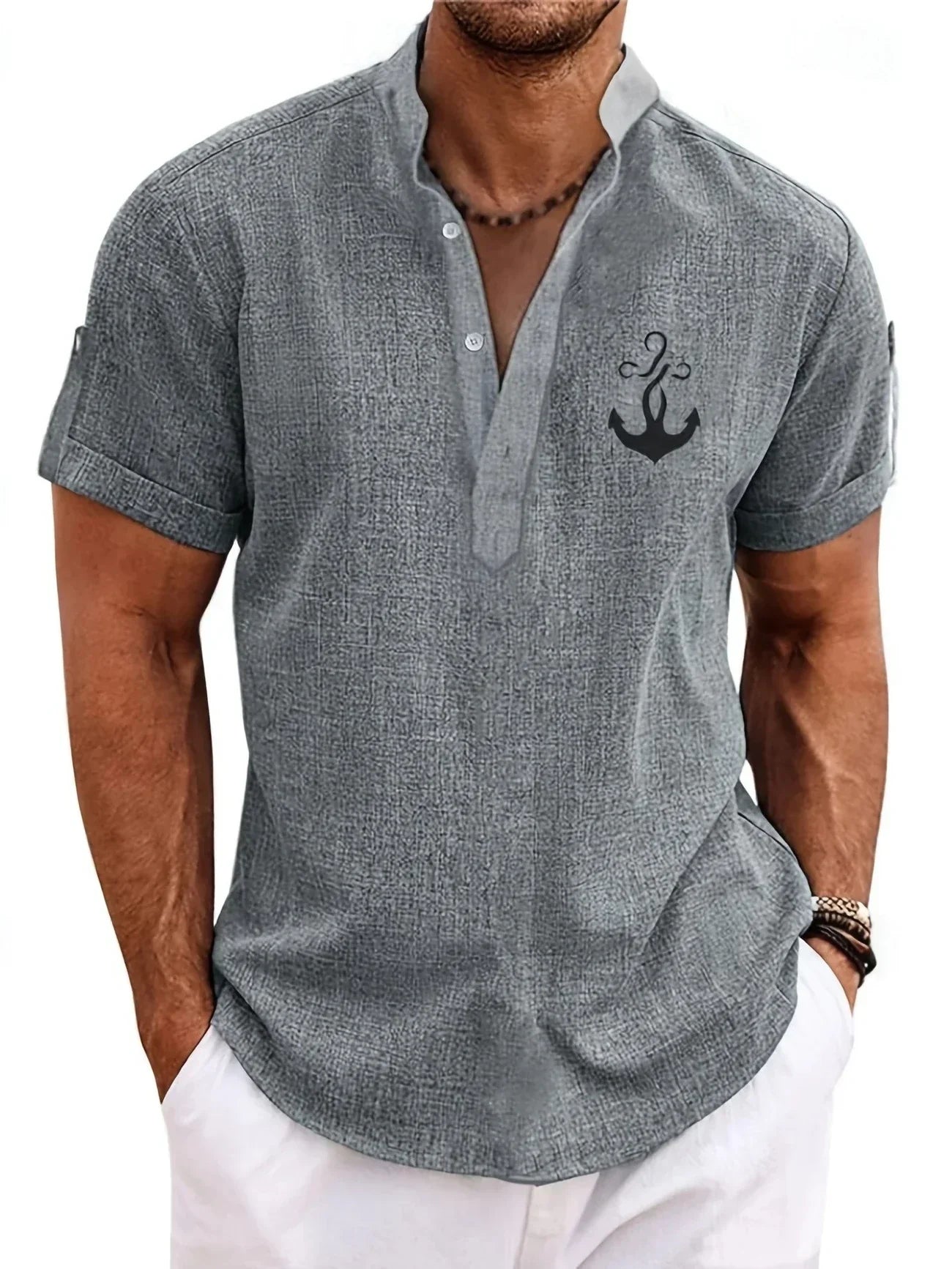Leblanc™ | Chemise élégante à manches courtes et col montant