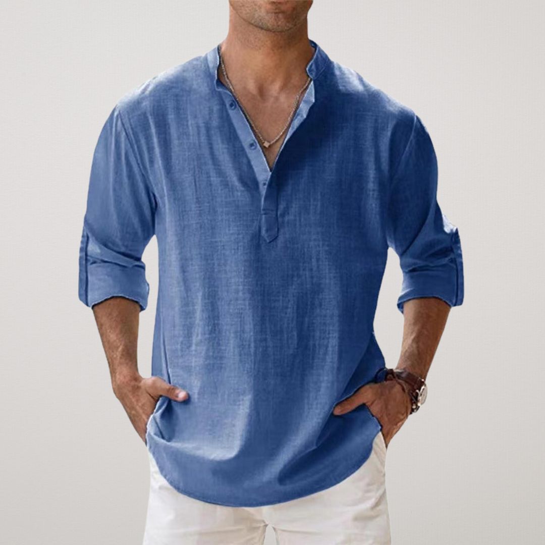 Leblanc™ - Chemise Henley en coton effet lin