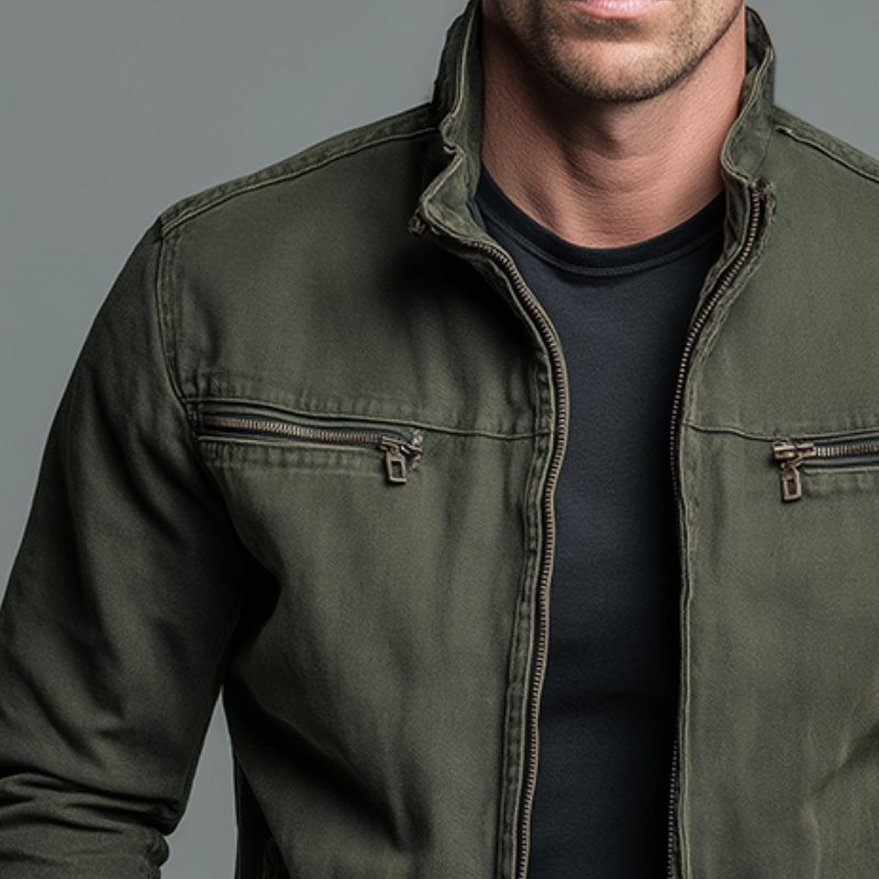 Leblanc™ | Veste vintage en coton avec fermeture zippée