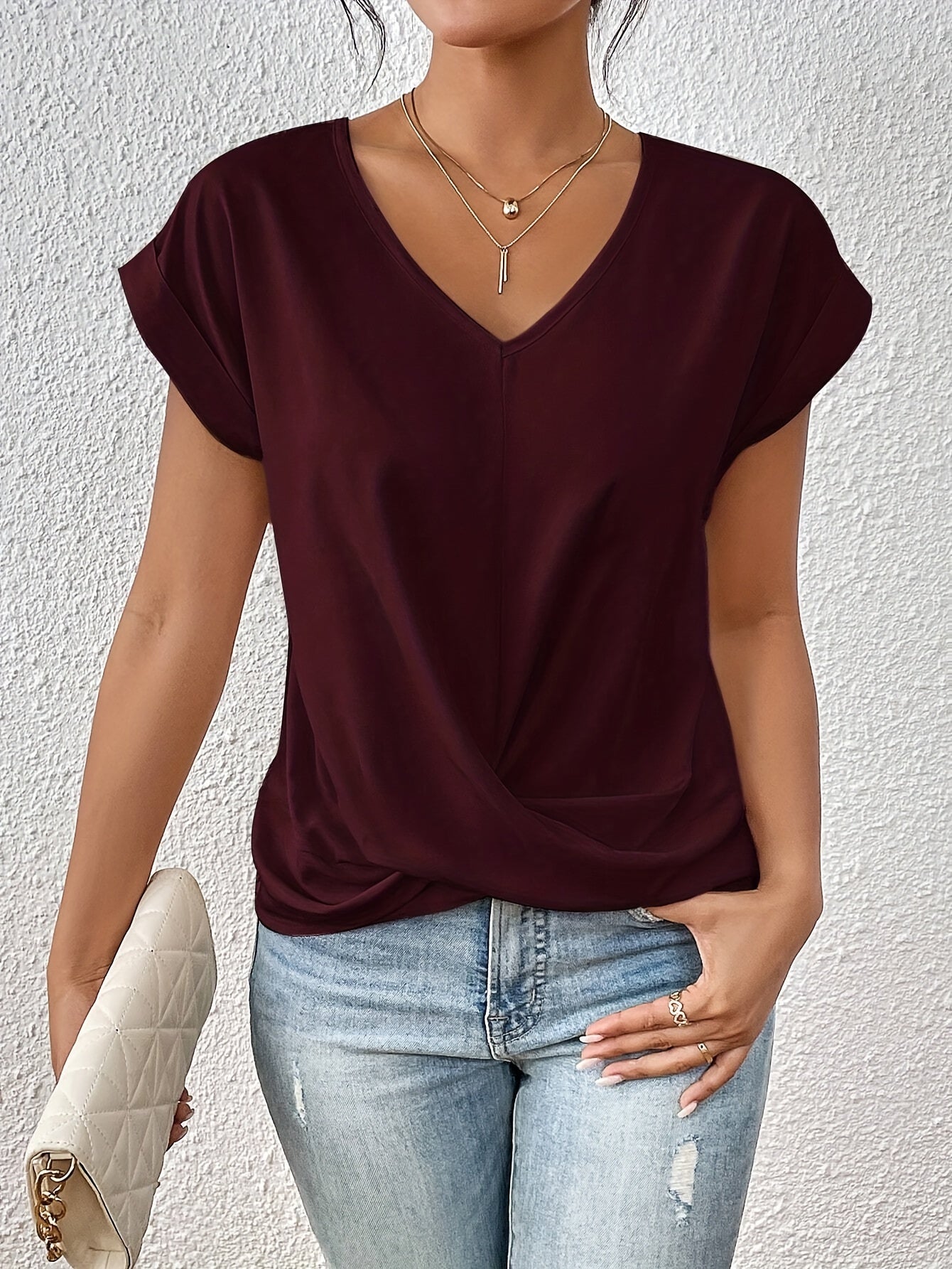 Leblanc™ | T-shirt décontracté avec col en V doux