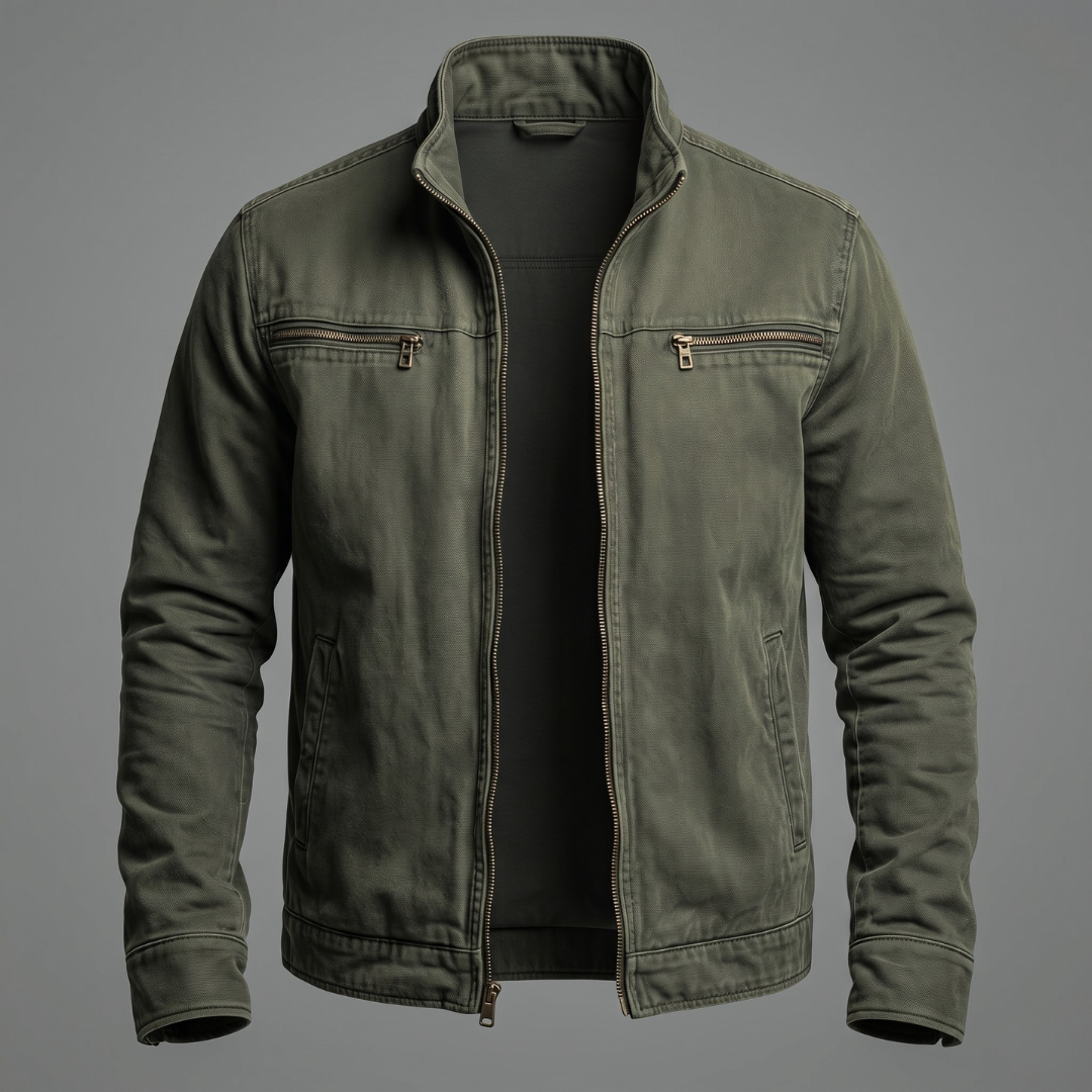Leblanc™ | Veste vintage en coton avec fermeture zippée