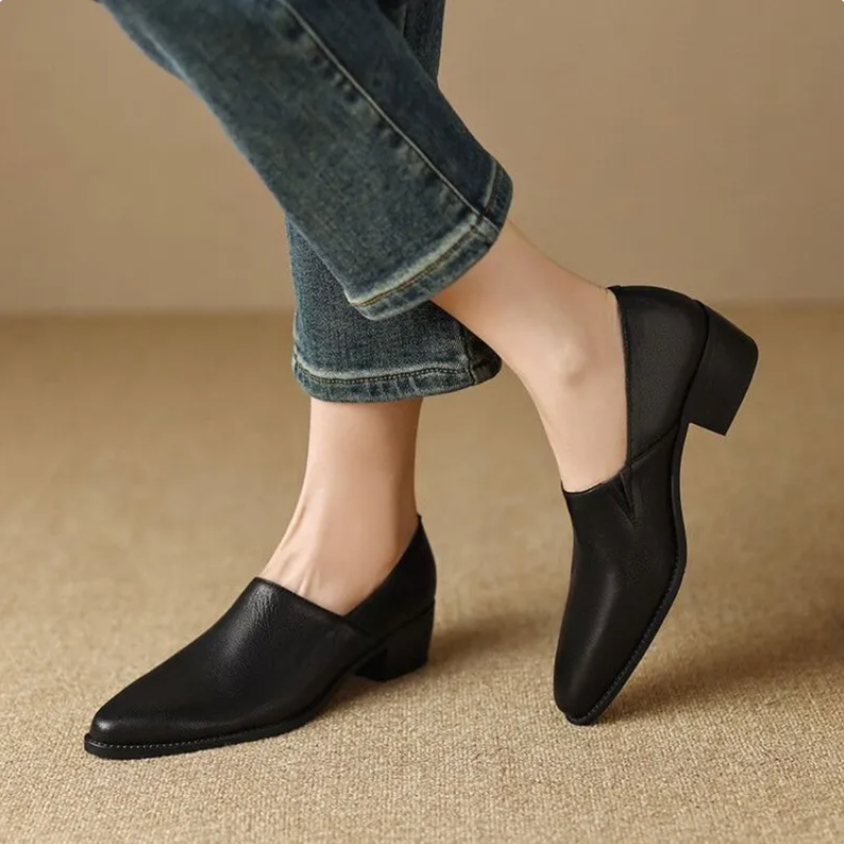 Clémence™ - Mocassins orthopédiques en cuir à bout pointu