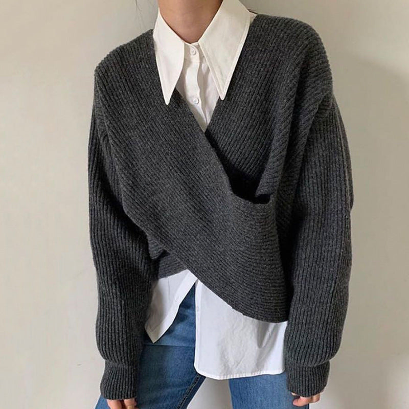 Leblanc™ | Pull en tricot croisé chic