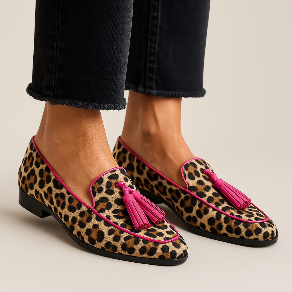 Lana™ - Mocassins à Pampilles & Imprimé Léopard