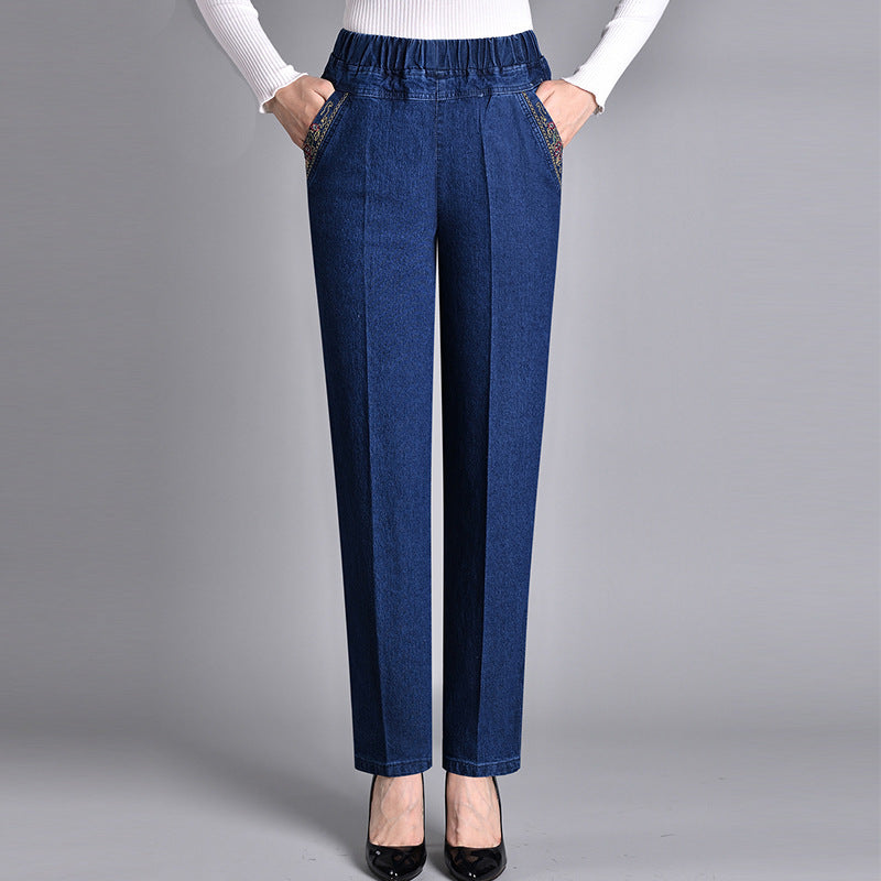 Leblanc™ | Jean femme avec poches latérales et taille élastique