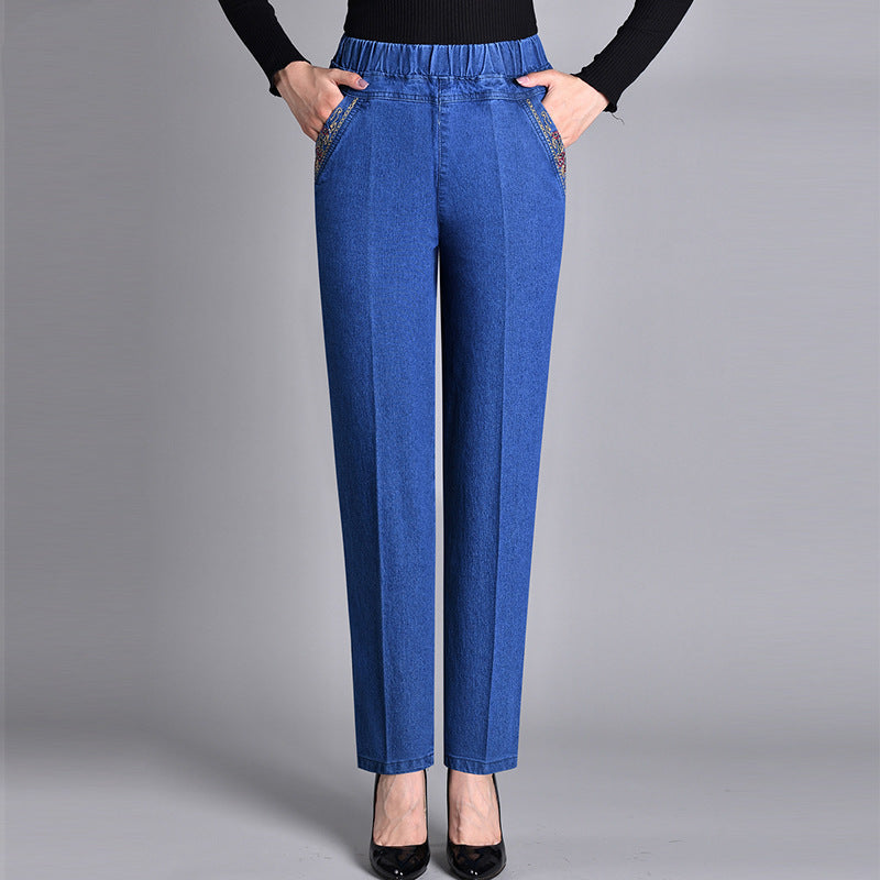 Leblanc™ | Jean femme avec poches latérales et taille élastique